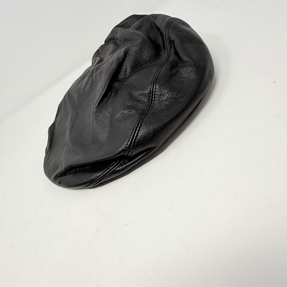 A. Adams & Spire Men's Genuine Black Leather Hat Cap‎ M -Newsboy Cabbie